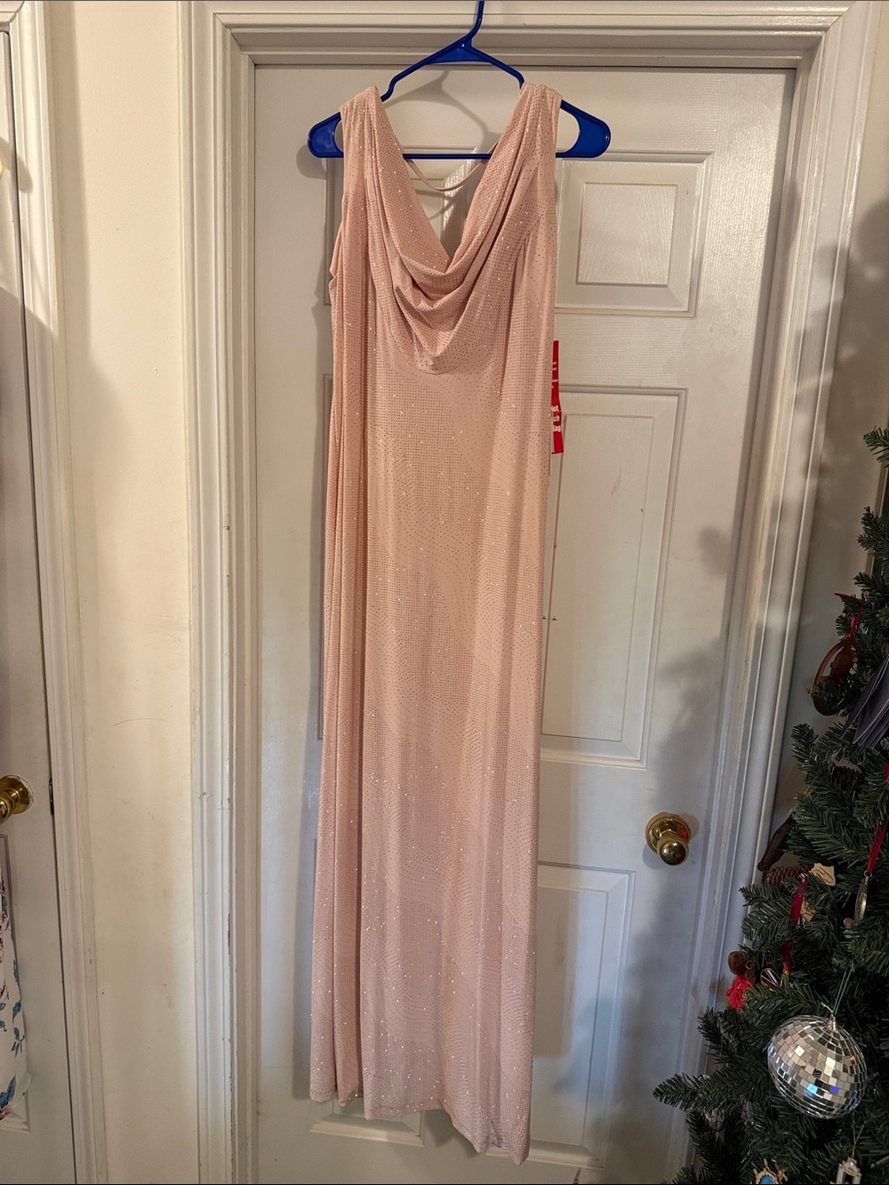 Calvin Klein Sleeveless Cowl Maxi Dress in Blush